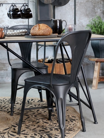 Masă de dining, blat din lemn și structură metalică, finisaj negru antichizat, Factory - Img 3
