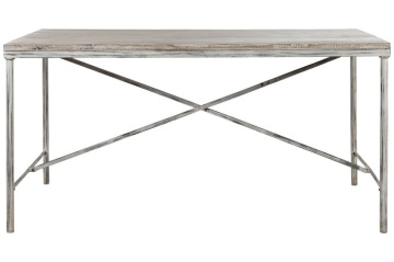 Masă dining décapé din lemn de mango, natur, 12 locuri, cu cadru metalic în X, 78,5 x 240 x 90 cm, „Freya”
