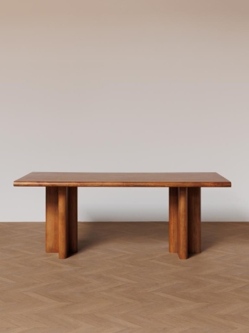 Masă dining din lemn de mango, maro, 10 locuri, cu două baze-coloană, 75 x 200 x 100 cm, „Faure” - Img 2