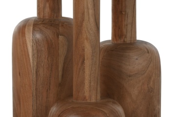 Masă dining rotundă din lemn de acacia și metal, natur, 4 locuri, cu picior central, 76 x 106 cm, „Totem” - Img 6
