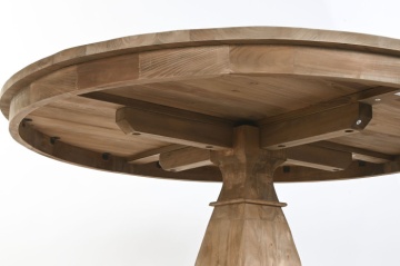 Masă dining rotundă din lemn reciclat, 140x140x76 cm, finisaj rustic natur, „Mesa" - Img 6