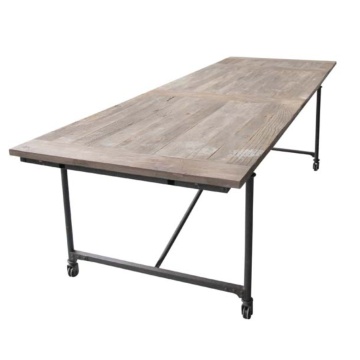 Masă extensibilă de dining în stil industrial, din lemn masiv și metal, „Tapestry X-Large”