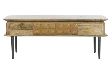 Măsuță de cafea dreptunghiulară din lemn de mango, natur, cu sertar în relief, finisaj natural, 46 x 116 x 60 cm, „Kandara” – Ethnic Collections - Img 9