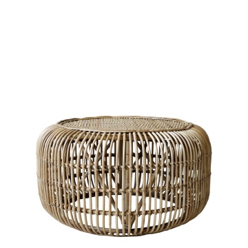 Măsuță de cafea rotundă din ratan, natur, cu structură bombată din tije curbate și blat împletit, 40 x 77 cm, „Nature Lounge” - Img 2