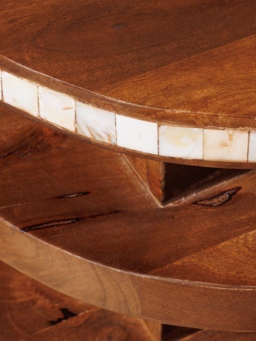 Măsuță laterală din lemn de mango cu inserții de corn, „Argana” - Img 5