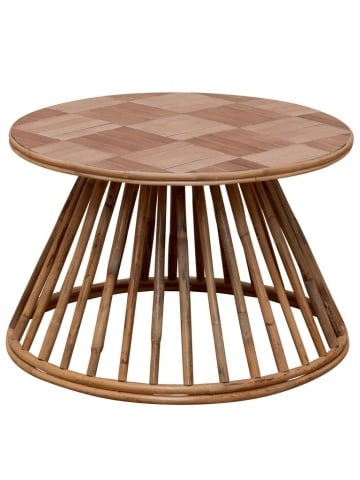 Masuta laterala din rattan si ceramica, roz, "Chandra"
