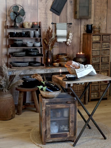 Masuta plianta, din lemn reciclat, aspect rustic, Grimaud - Img 4