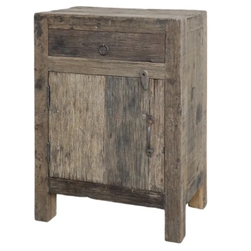 Noptiera din lemn reciclat, aspect rustic, Grimaud - Sun - Img 1