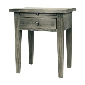Noptiera gri, din lemn de pin, cu sertar, aspect rustic, Country