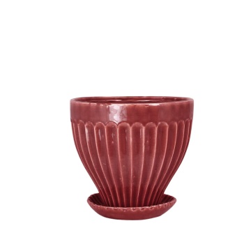 Oală decorativă vintage din ceramică stoneware, burgundy „Anna”
