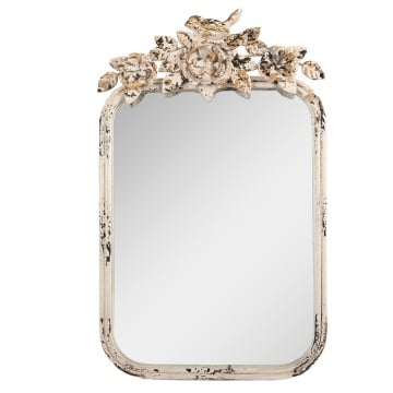 Oglinda alba, de masa, din metal, cu aspect vintage 27x5x45 cm