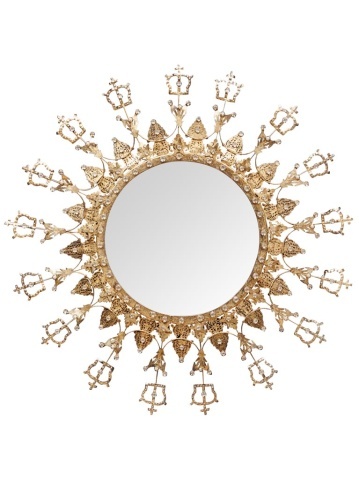 Oglinda de perete, din metal, D48cm, Crown