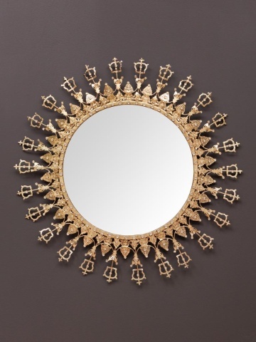 Oglinda de perete, din metal, D62cm, Crown - Img 2