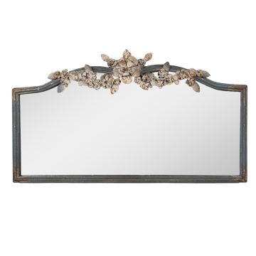 Oglinda de perete, gri, din metal, aspect vintage, 69x4x39 cm