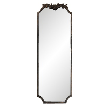 Oglinda de perete, neagra, din metal, aspect vintage, 50x142 cm