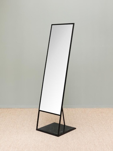 Oglinda de podea, neagra, din metal, cu baza din marmura, Mirr - Img 2