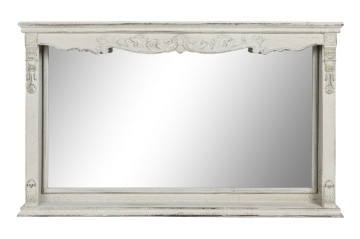 Oglindă decorativă, stil rustic vintage, culoare alb antichizat, din MDF și lemn de molid, „Spruce”