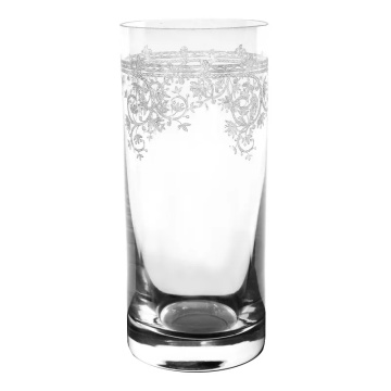Pahar de long drink din sticlă, transparent, cu model în spirală gravat, 300 ml, 14,5 x 6,5 cm, „Joséphine”