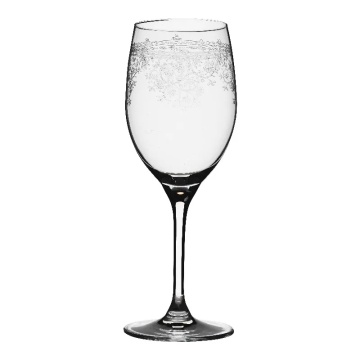Pahar de vin alb din sticlă, transparent, cu model în spirală gravat, 390 ml, 20 x 7,5 cm, „Joséphine”
