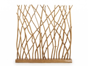 Paravan decorativ din lemn de tec, maro, finisaj natural, 210 x 150 x 20 cm, „Castellane”