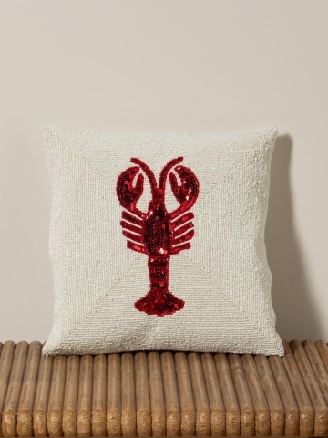 Pernă decorativă cu homar roșu, 35×35 cm - Img 2