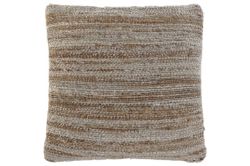 Pernă decorativă țesută manual din bumbac și iută, 45×45 cm, „Natural"