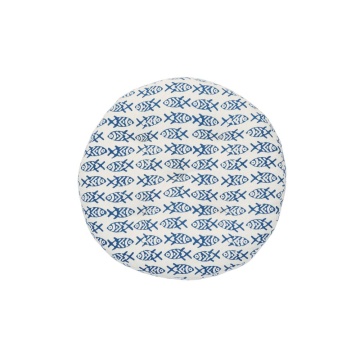 Pernă rotundă pentru scaun din bumbac imprimat cu pești, D45 cm, „Fish Chair Pad"