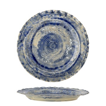 Platou de servire din ceramică albastră, cu finisaj artizanal, „Rowan", 27 x 2,5 cm - Img 2