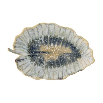 Platou de servire din ceramică glazurată artizanal în formă de frunză, L31×H4×W19,5 cm, „Dorreen"