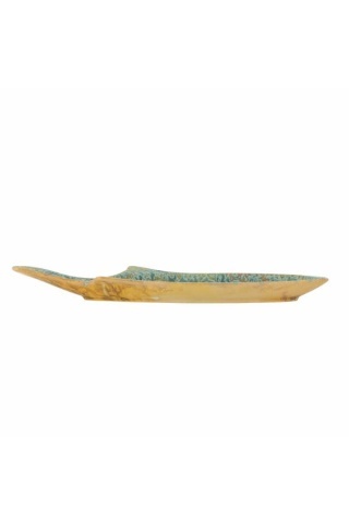 Platou de servire în formă de pește din ceramică, L42×H3,5×W13 cm, verde, „Hadden" - Img 4