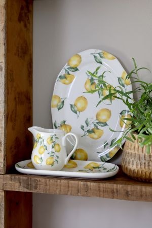 Platou pentru servire din porțelan alb cu motiv lămâi, 2x25x11 cm, „Maison Citron" - Img 3
