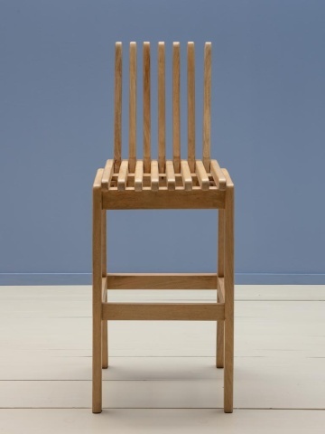 Scaun de bar pliabil din lemn de mango natur, cu spătar și șezut cu linii sculpturale, 113×43×51 cm, „Barista" - Img 8