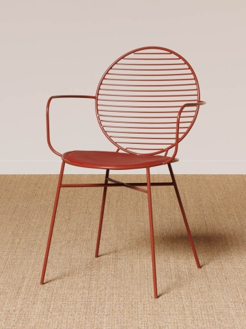 Scaun de exterior, rosu, din metal, Klara - Img 2