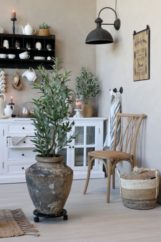 Scaun dining bej din lemn de cauciuc, rattan si rachita, cu aspect vintage, French - Img 4