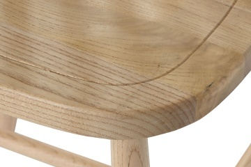 Scaun dining din lemn de ulm, natur, cu spătar înalt din lemn și șezut curbat, finisaj natural, 90 x 45 x 42 cm, „Rosalie” - Img 6