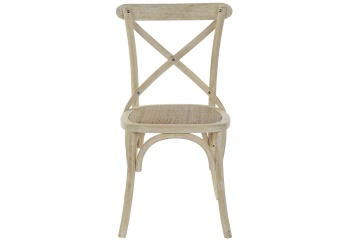 Scaun dining natur din lemn masiv de ulm cu spătar împletit din ratan, 89x50x52,5 cm, „Bastide" - Img 2