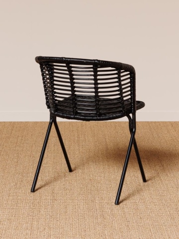Scaun dining, negru, din rattan, Panama - Img 4