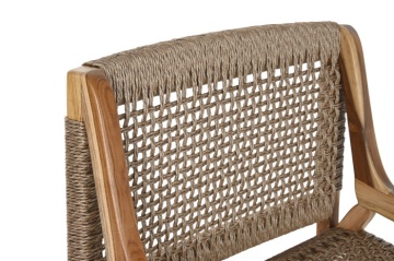 Scaun lounge cu brațe din lemn masiv de teak cu șezut și spătar împletite din fibră naturală, 65×62×72 cm, „Nairobi" | - Img 5