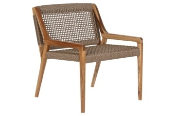 Scaun lounge cu brațe din lemn masiv de teak cu șezut și spătar împletite din fibră naturală, 65×62×72 cm, „Nairobi" |