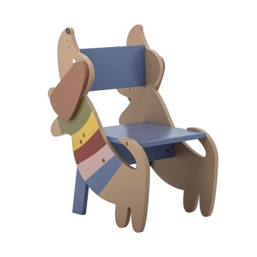 Scaun pentru copii din lemn, multicolor, cu decupaje în formă de câine, 44x33x57 cm, „Charlie"