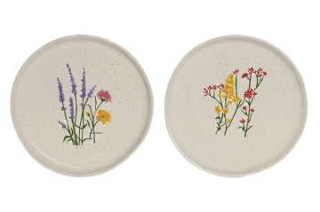 Set 2 farfurii din porțelan cu motive florale, 25,5×25,5×2,2 cm, „Bloom"