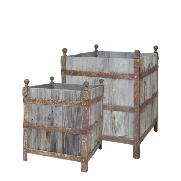 Set 2 jardiniere pentru plante cu patina vintage, "Old French"