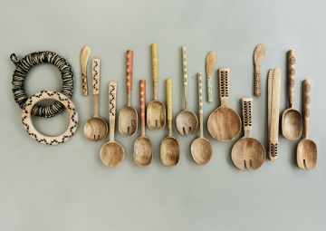 Set 2 linguri pentru salată din lemn de mango și bambus, L26 cm, „Bamboo Salad Set" - Img 2