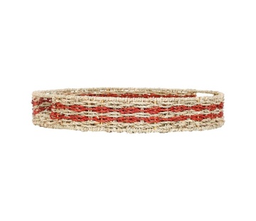 Set 2 tavi decorative, din iarba de mare, D45 cm, Damier Red - Img 4