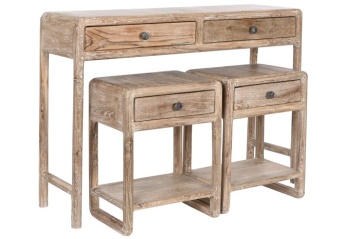 Set 3 console din lemn de tec reciclat, finisaj natural, „Origin” - Img 10