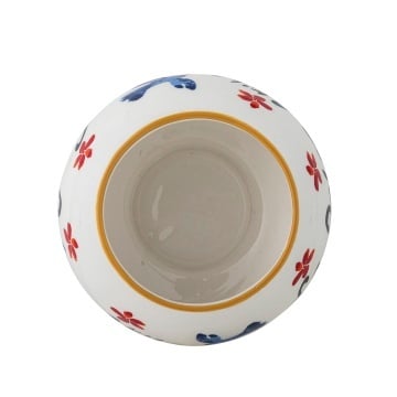 Set 4 boluri din ceramică, multicolor, inscripții pictate manual, flori și păsări în tonuri roz și albastre, picior canelat, 9 x 13 cm, „Lindsay” - Img 2