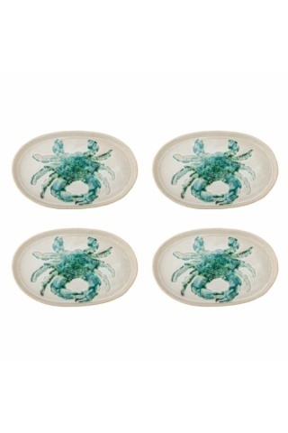 Set 4 farfurii din ceramică, design mediteraneean, "Hadden"