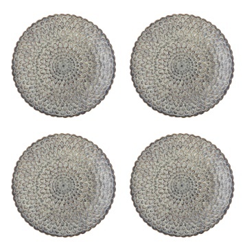 Set 4 farfurii din ceramică, gri, margine ondulată și model marin în relief, glazură reactivă, 3 x 26,5 cm, „Katrina” - Img 5