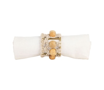 Set 4 inele decorative pentru servetele, din metal si bumbac, D4 cm, Macrame - Img 2
