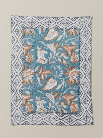 Set 4 protectii pentru masa, din bumbac, Blockprint - Img 7
